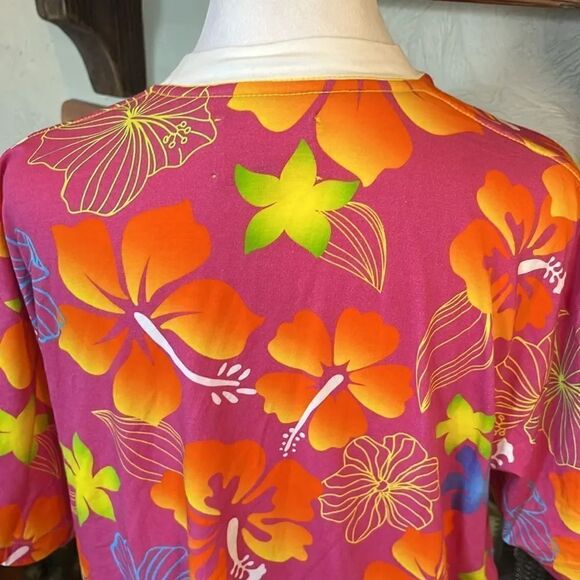 Bruce Glen Pink and Orange Tiki Floral Tee, size SMALL - Picture 7 of 12
